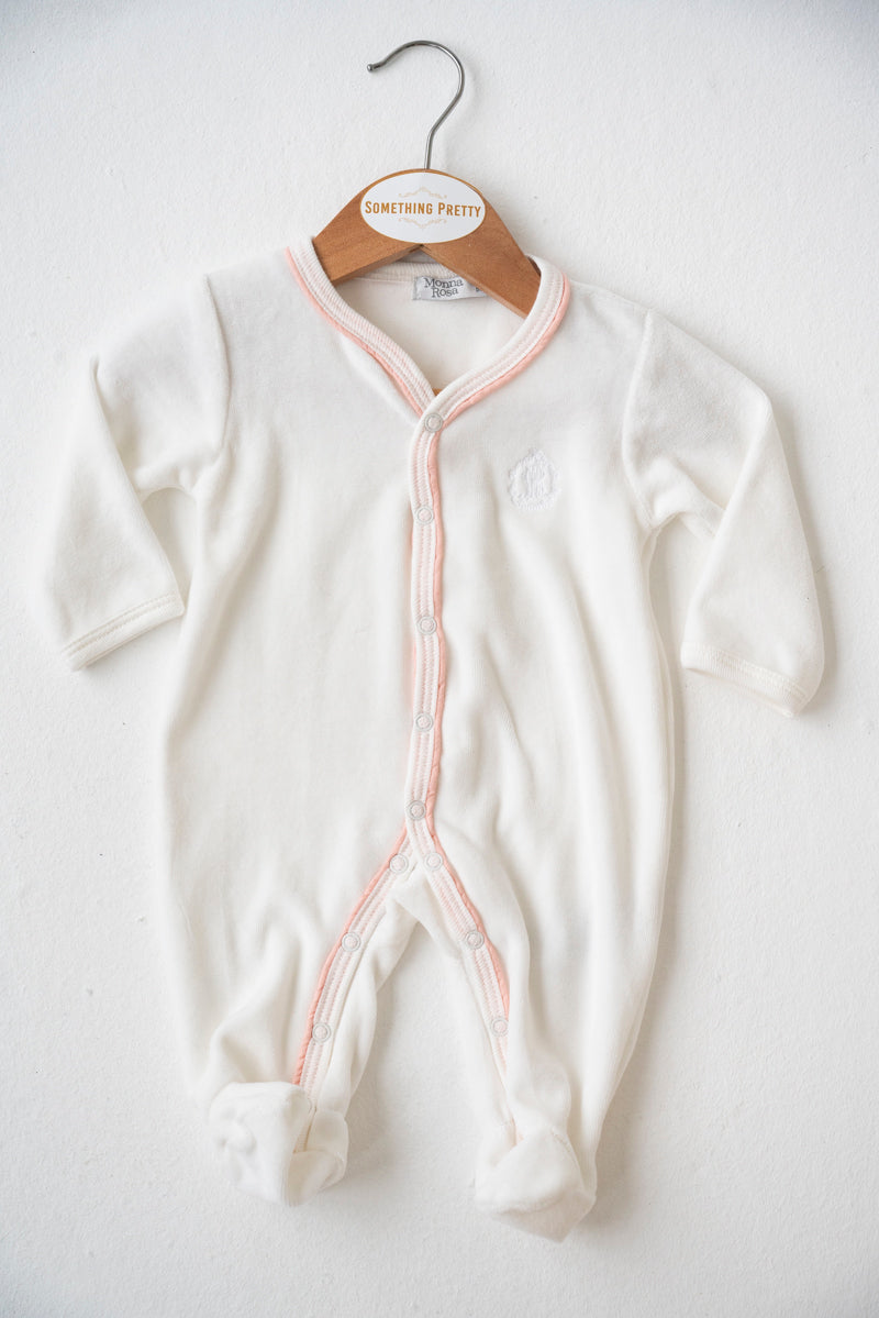 White/Blush Piped Velour Grower