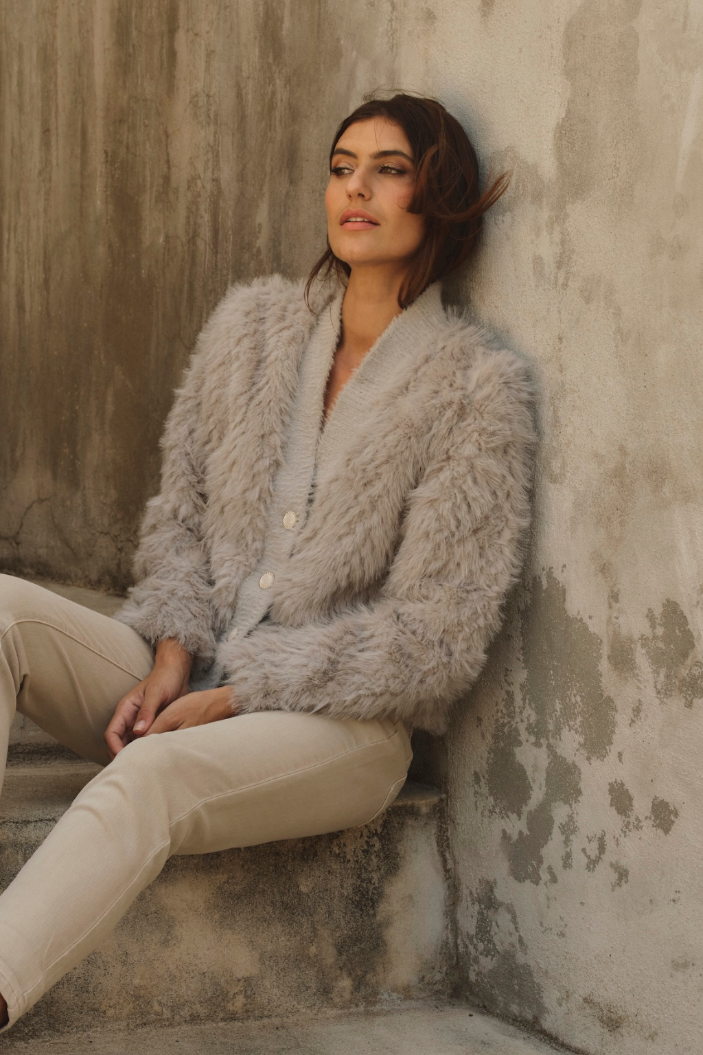 Grey Fur Cardigan