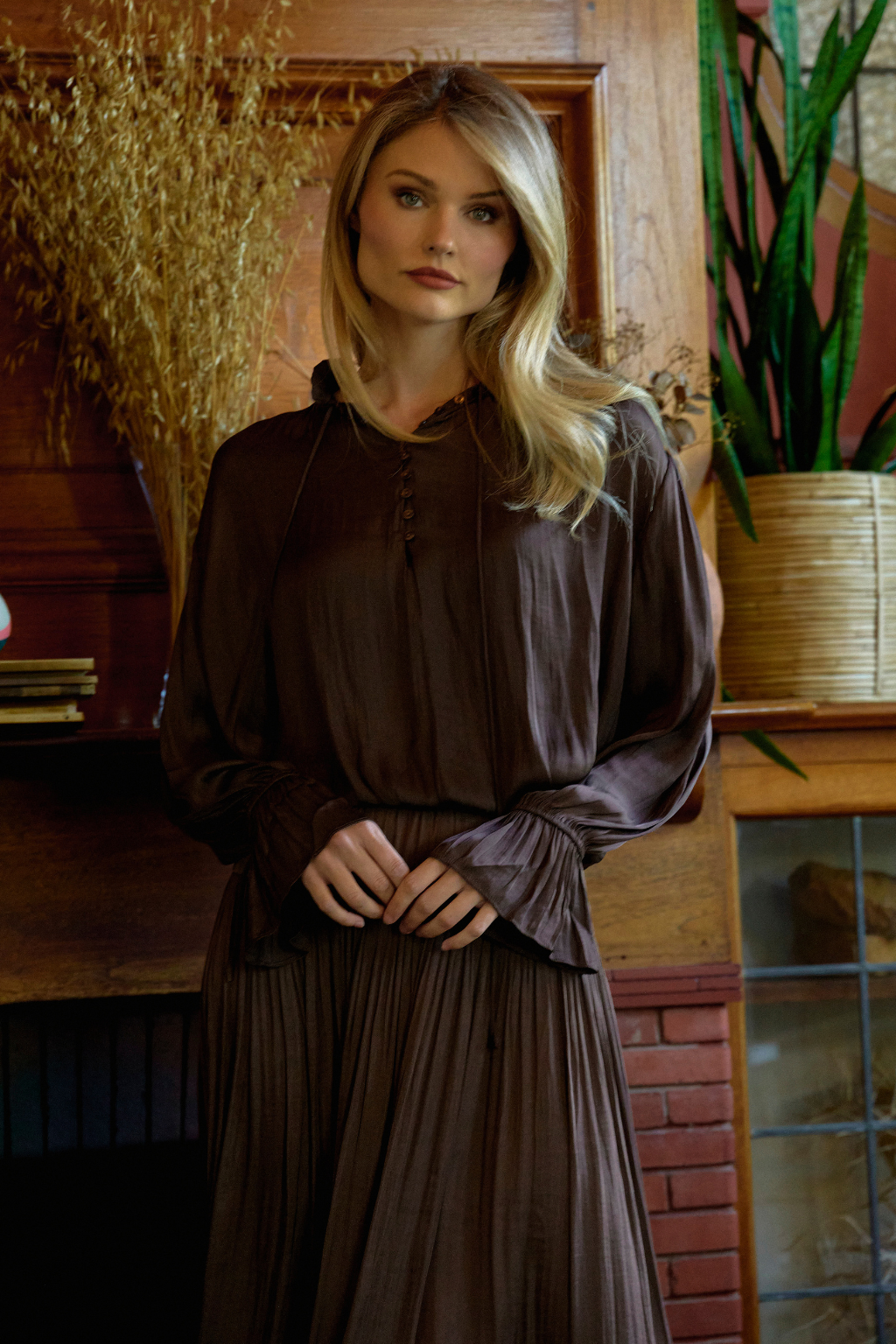 Chocolate Viscose Daniella Blouse