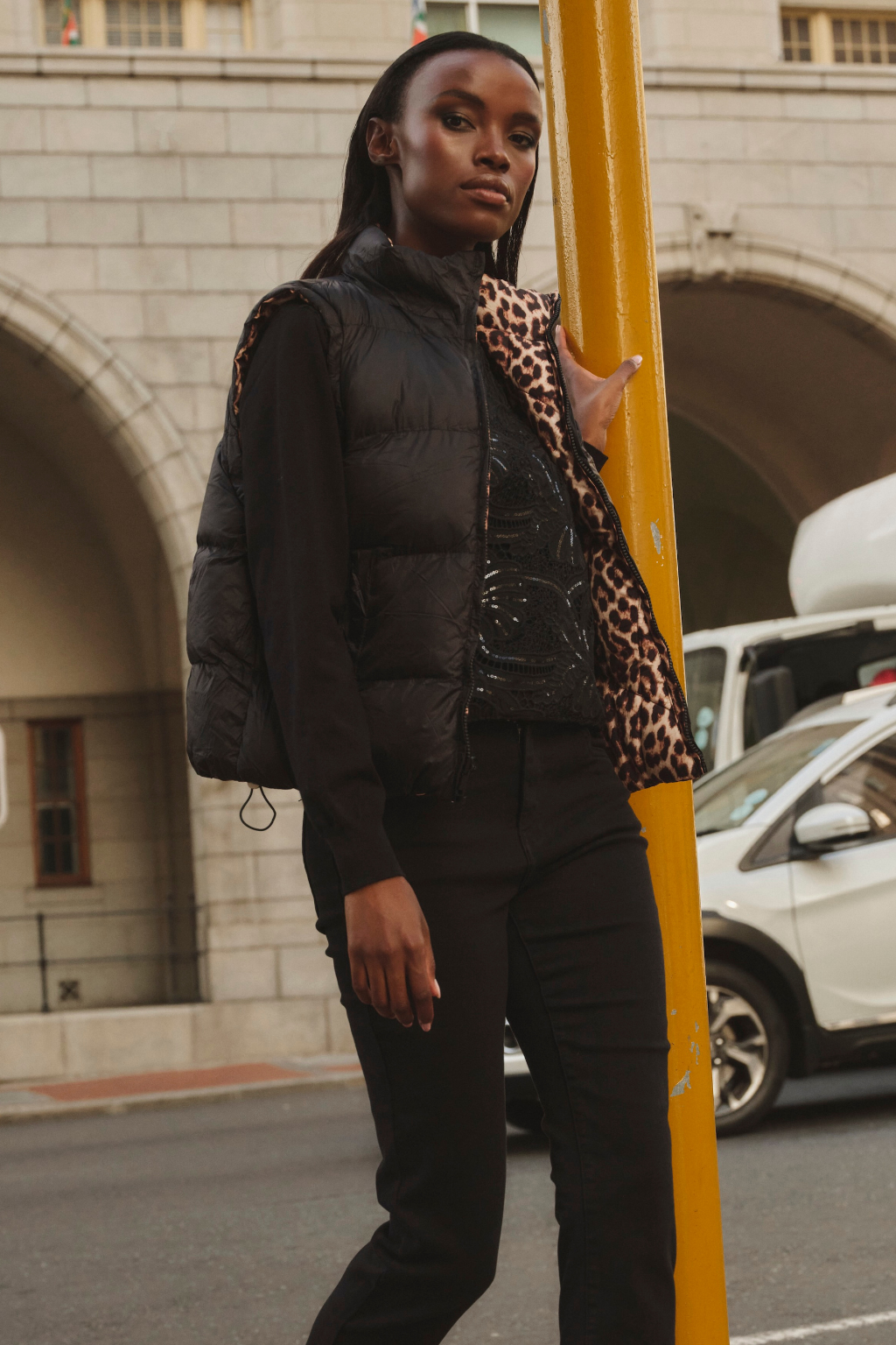 Leopard Sleeveless Puffer