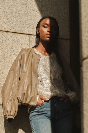 Silver Foil Cream Jumper