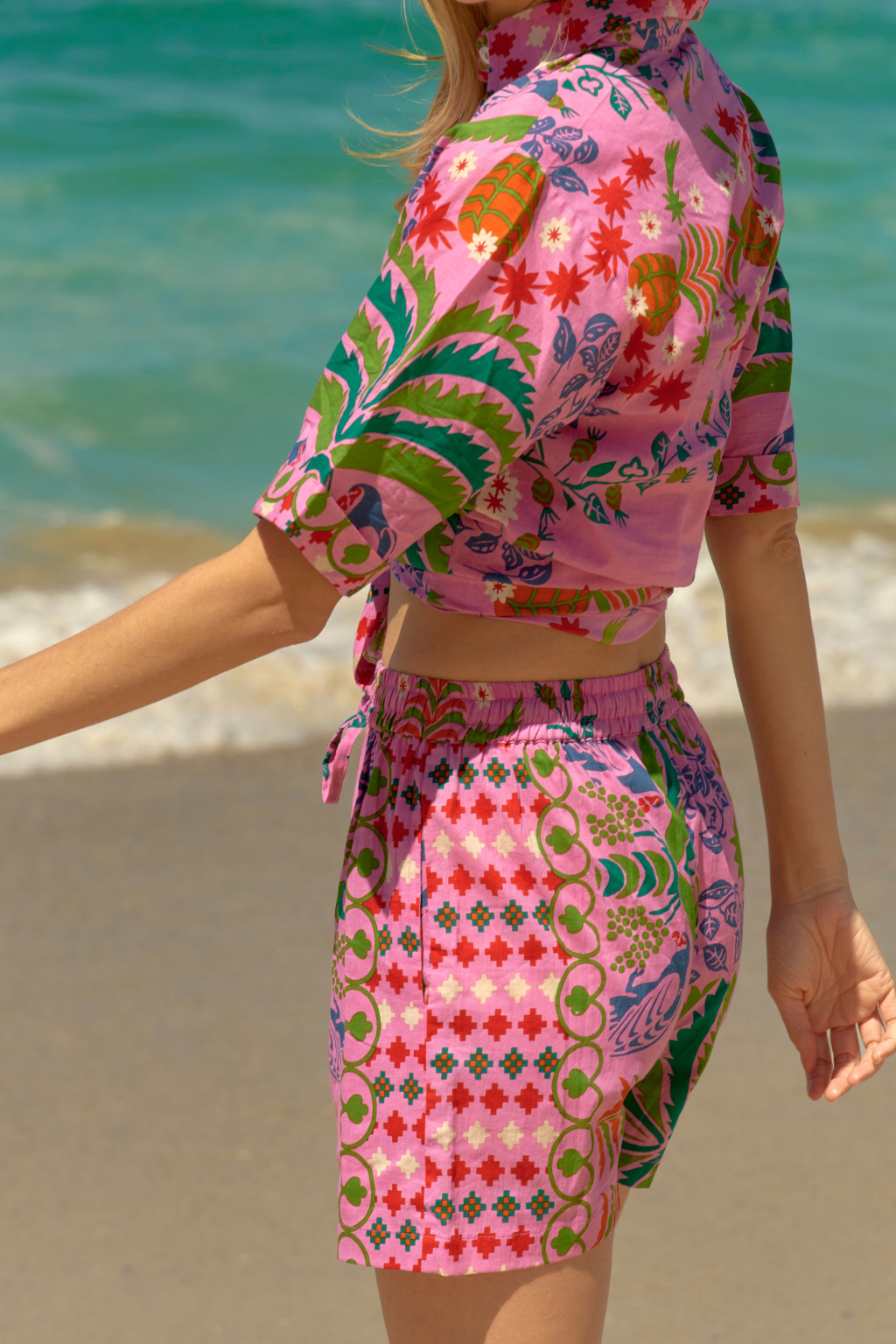 Pink Cotton Island Print Shorts