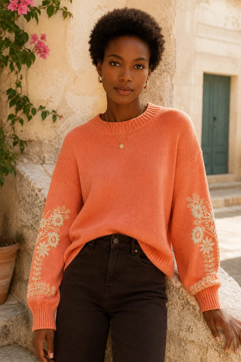 Apricot Detailed Sleeve Jumper