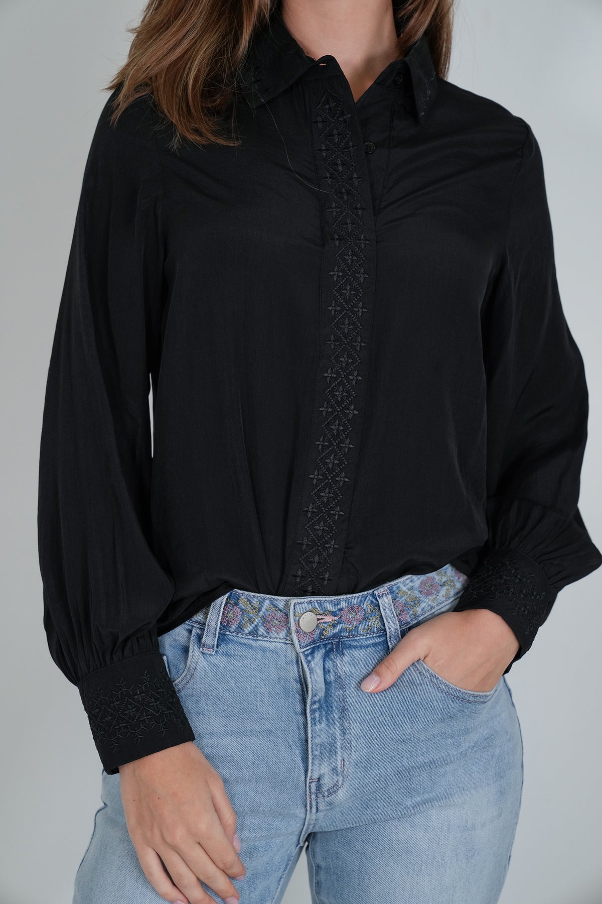 Black Embroidered Shirt