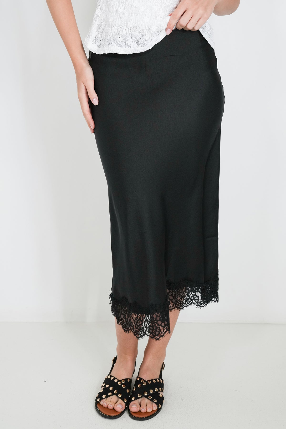 Black Lace Hem Skirt