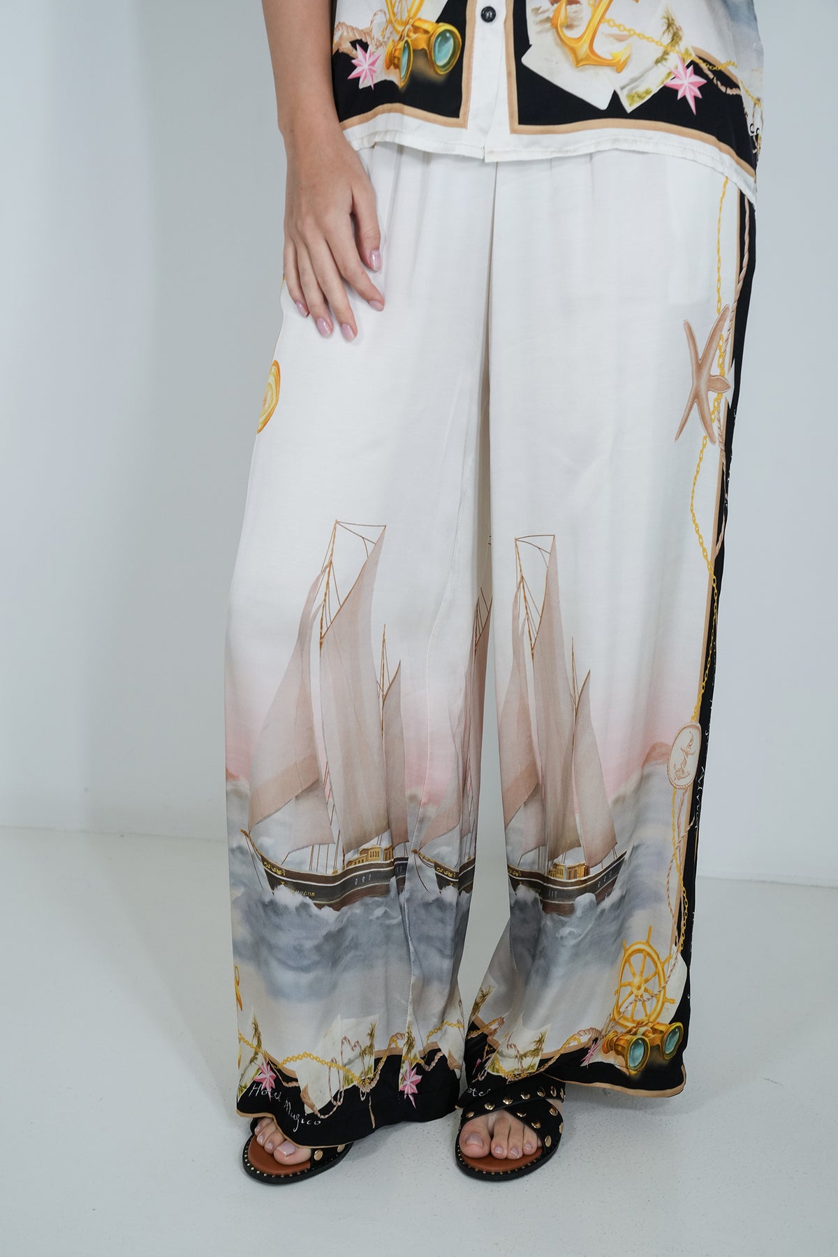 Black Maritime Silk Blend Pant