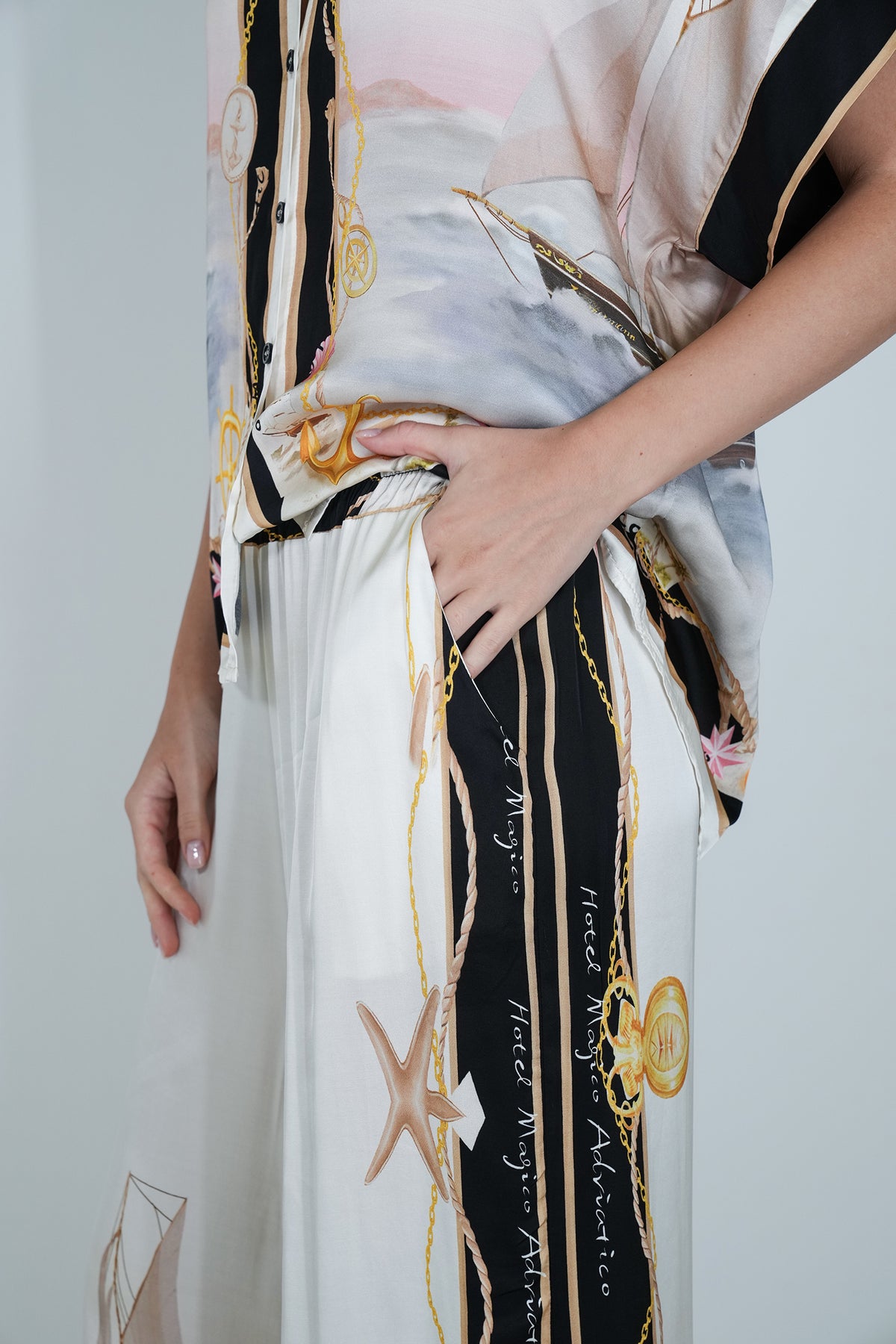 Black Maritime Silk Blend Pant