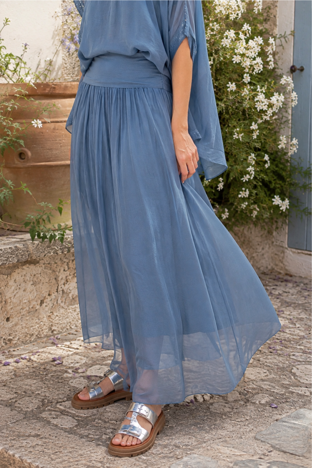 Blue Silk Skirt