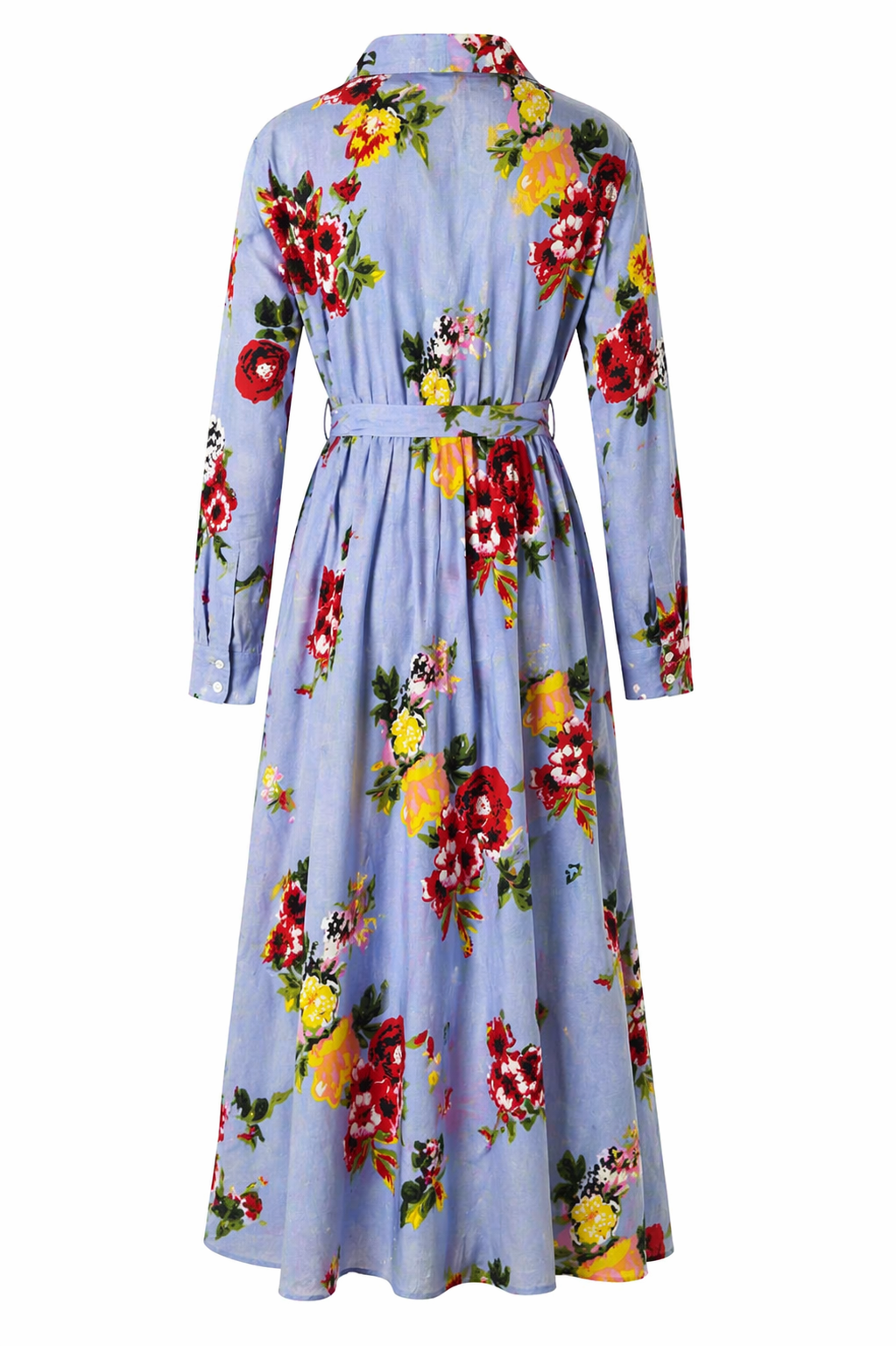 Blue Cotton Floral Shirt Dress, floral print office wear dress from Something Pretty, alternative view