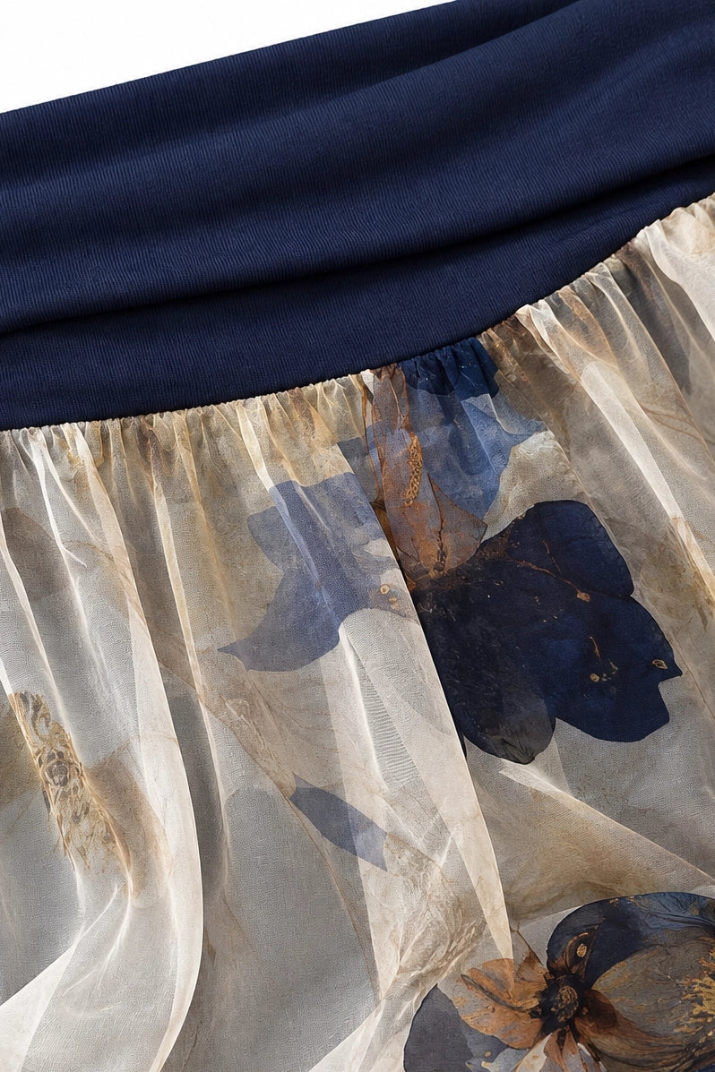 Cream and Navy Savanna Silk Pant