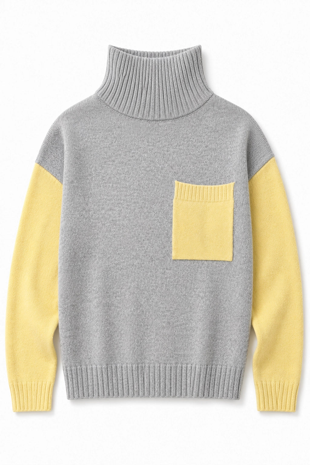 Grey And Butter Yellow Pocket Jumper