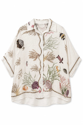 White Silk Blend Resort Shirt