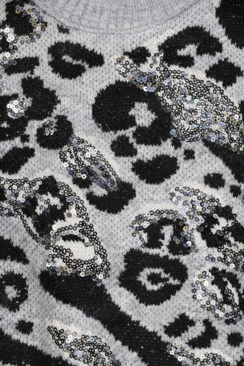 Grey Leopard Sequin Jumper