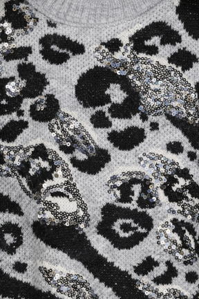 Grey Leopard Sequin Jumper