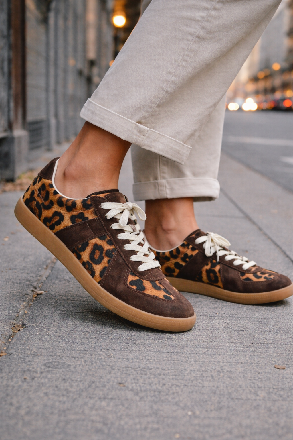 Julz Portofino Leopard and Chestnut Sneaker