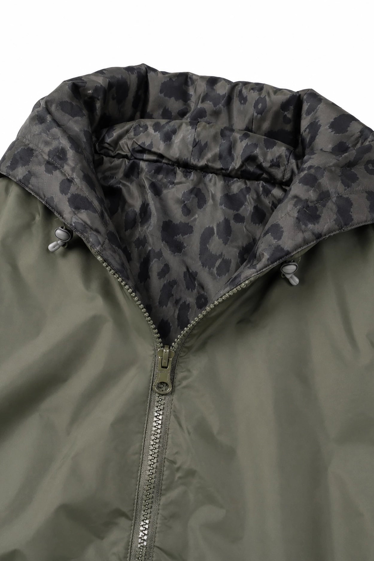 Khaki Animal Print Reversible Raincoat