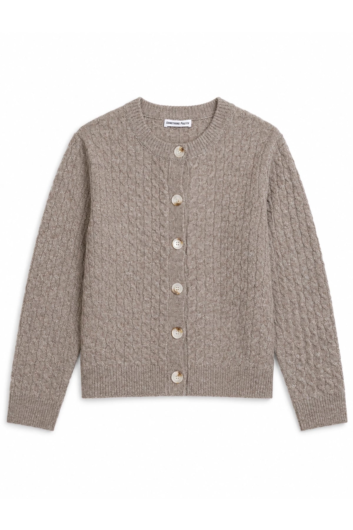 Taupe Cable Knit Cardigan