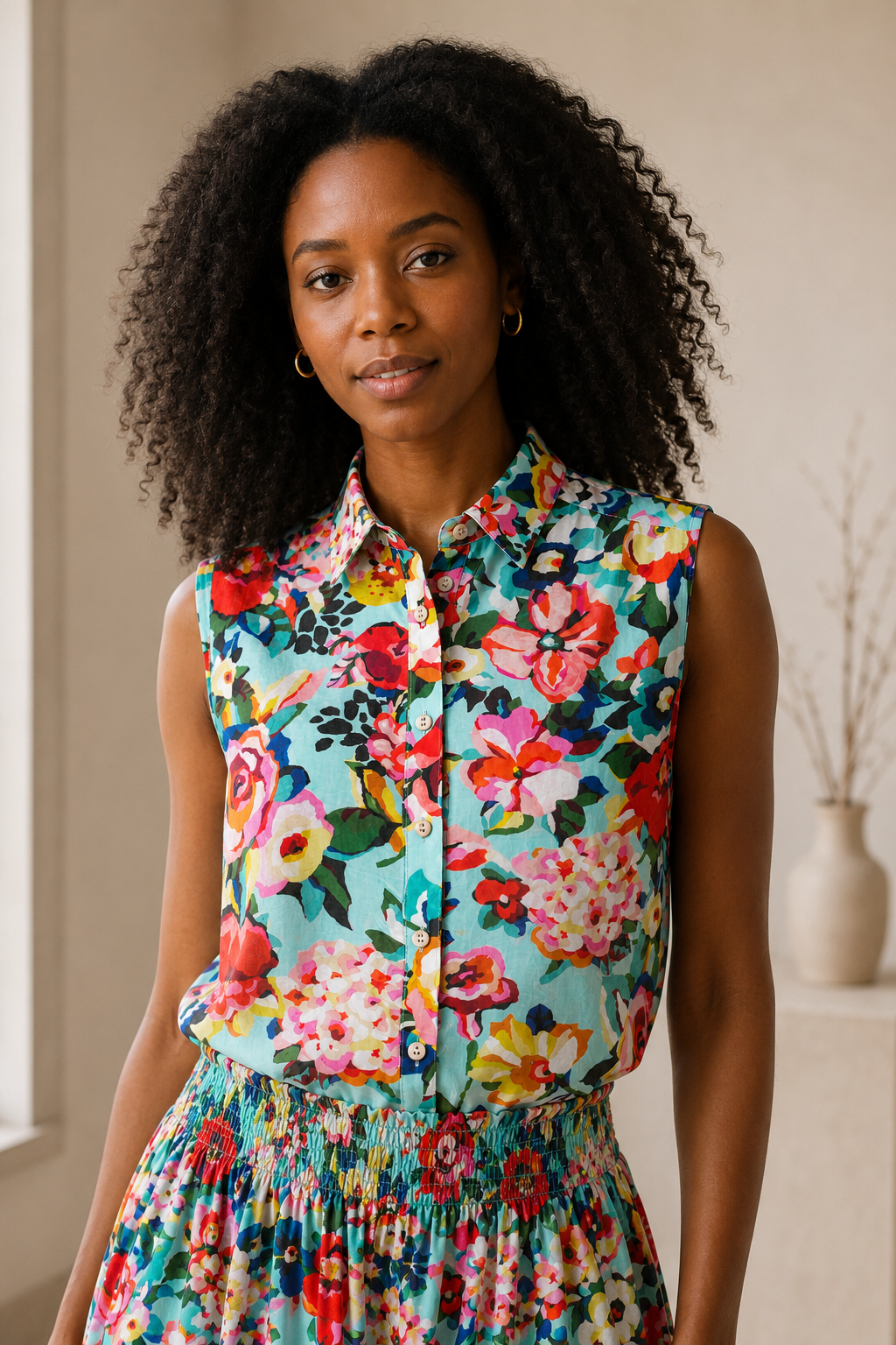 Tropical Sleeveless Shirt