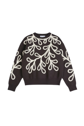 Statement knit sweater by Something Pretty in a rich chocolate tone