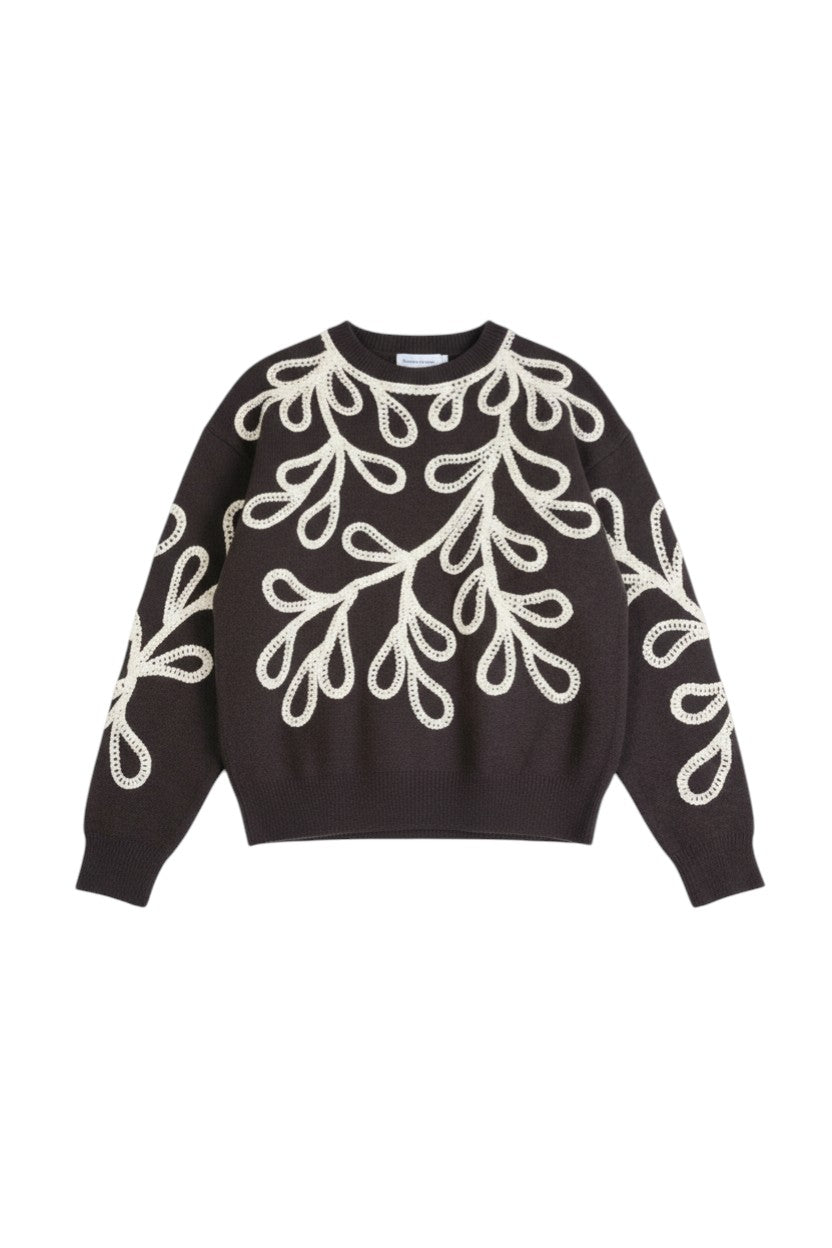 Statement knit sweater by Something Pretty in a rich chocolate tone