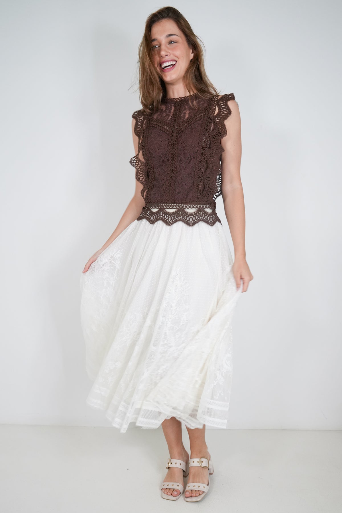 Chocolate Lace Sleeveless Top