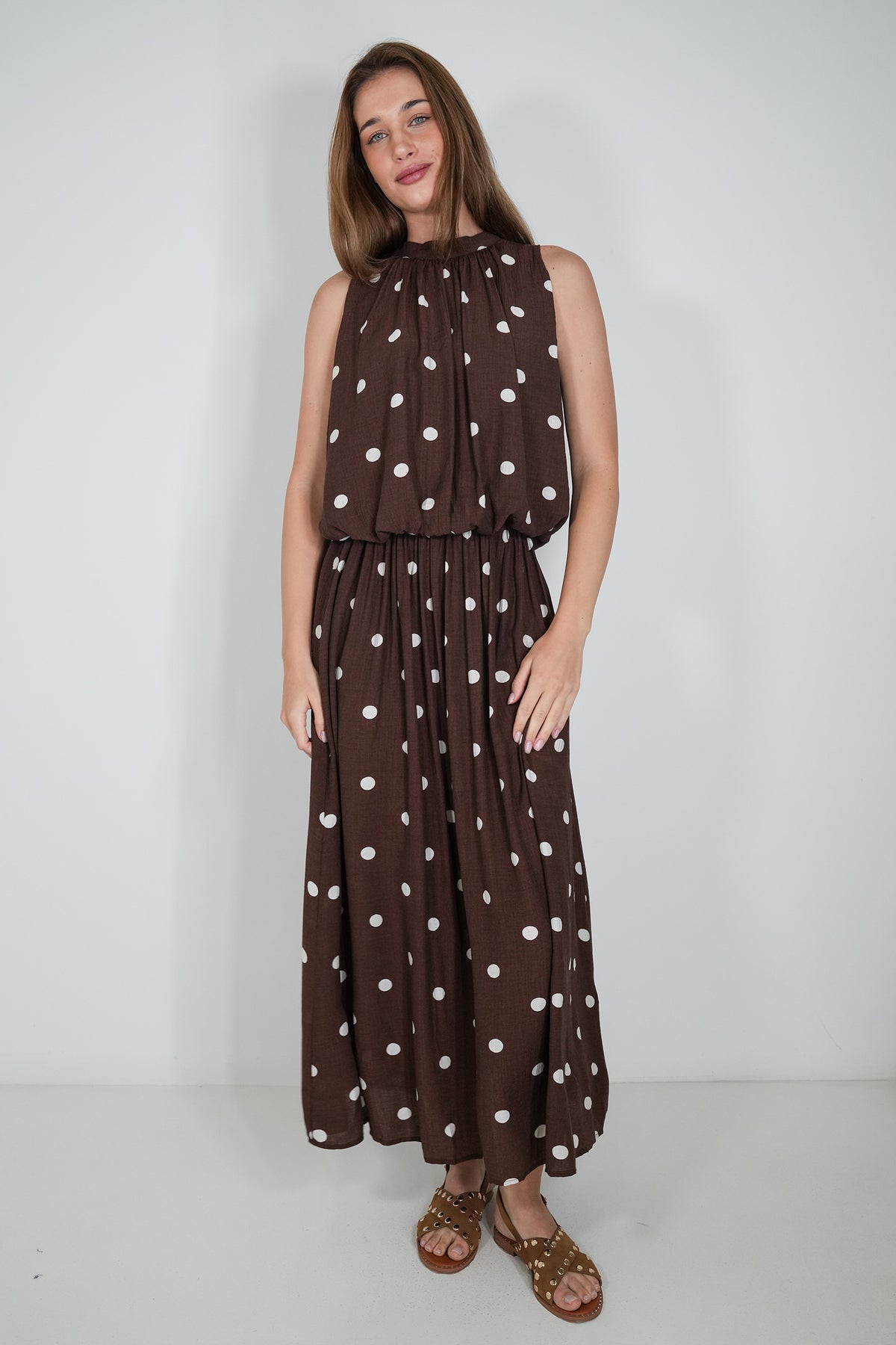Chocolate Polka Dot Julia Dress