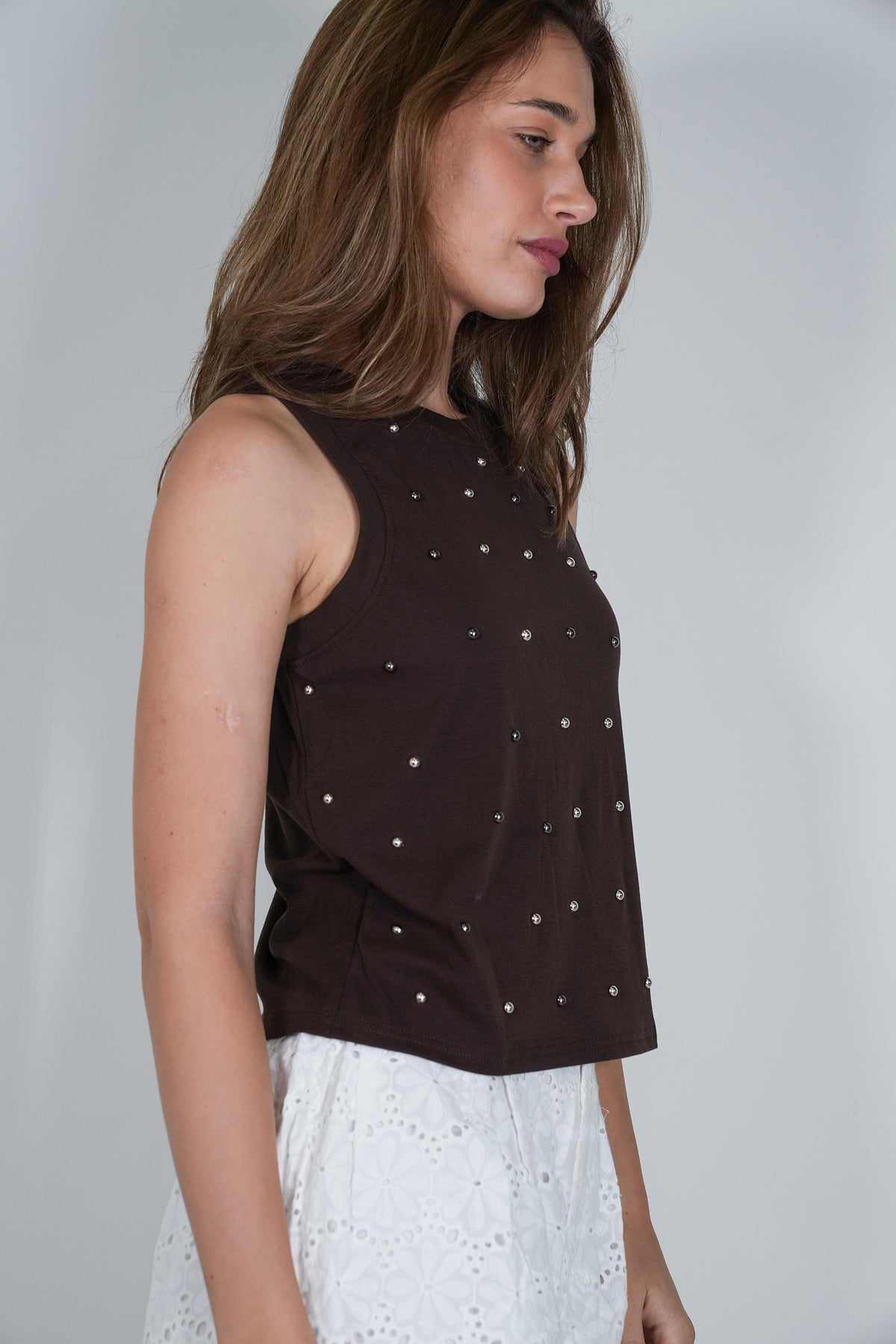 Chocolate Studded Vest
