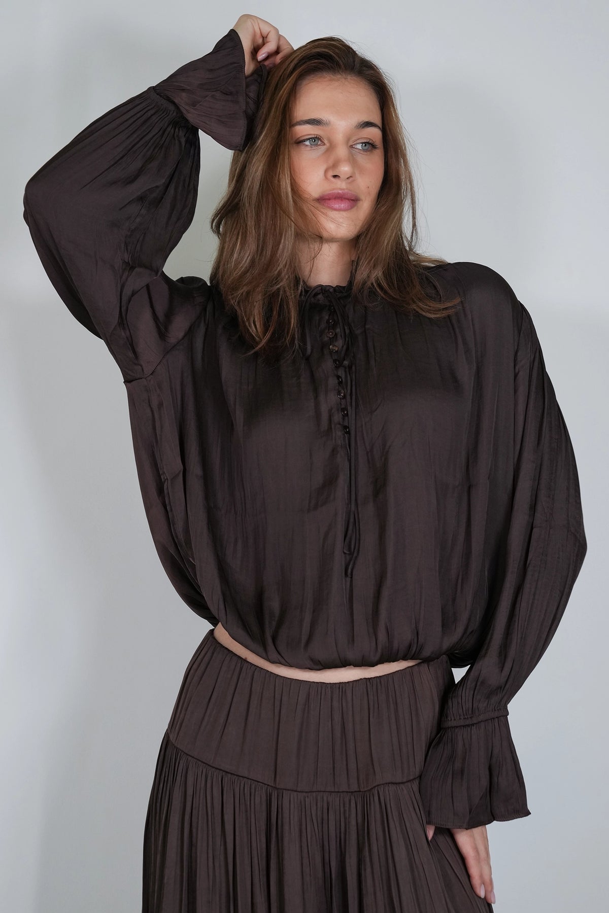 Chocolate Viscose Daniella Blouse