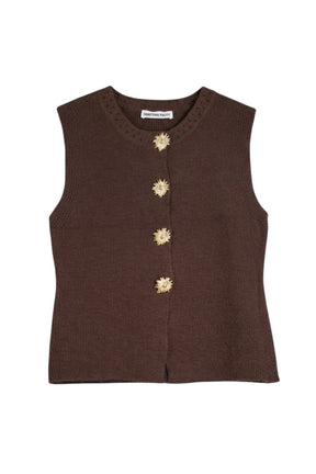 Sleeveless knit top by Something Pretty, designed in a rich chocolate brown for a warm, elevated look