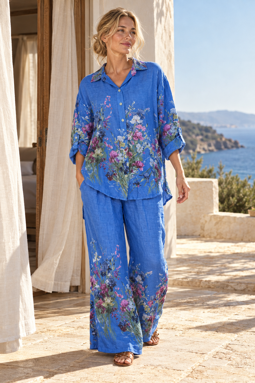 Cobalt Claire Linen Pant
