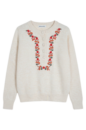 Cream Floral Button Jumper