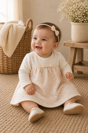 Cream Lace Bow Dress