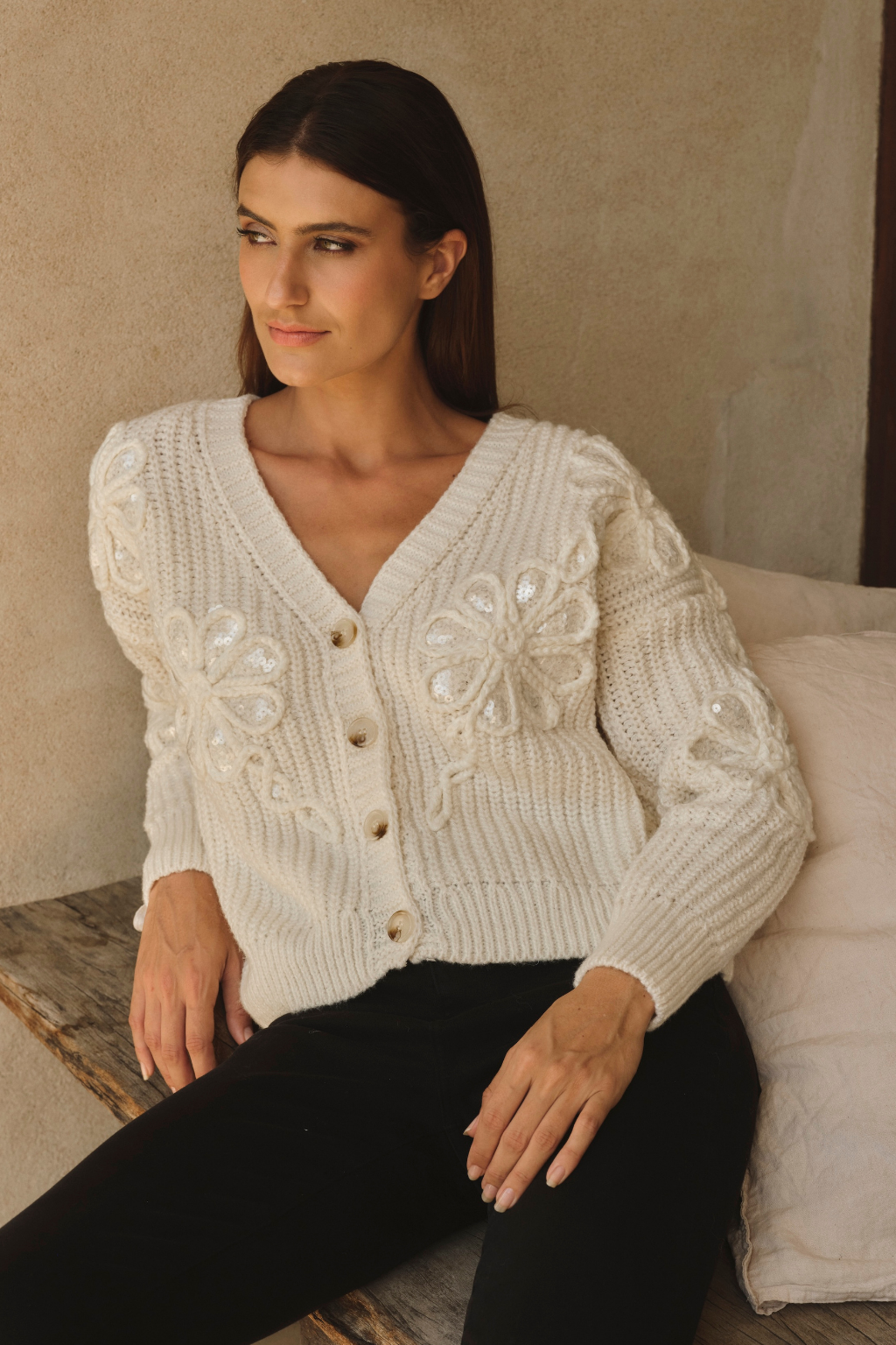 Cream Lily Cardigan