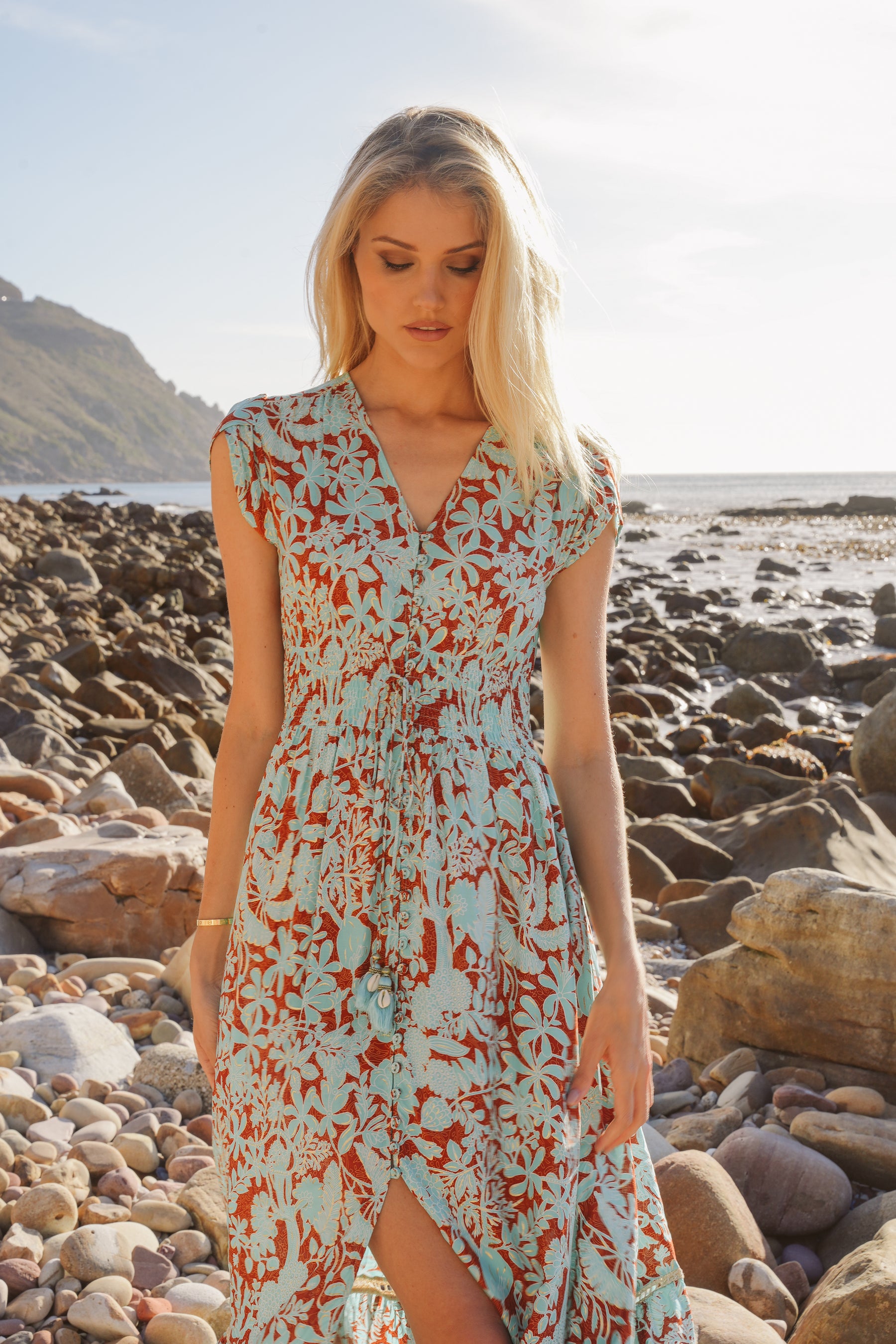 Turquoise and Rust Kylie Dress
