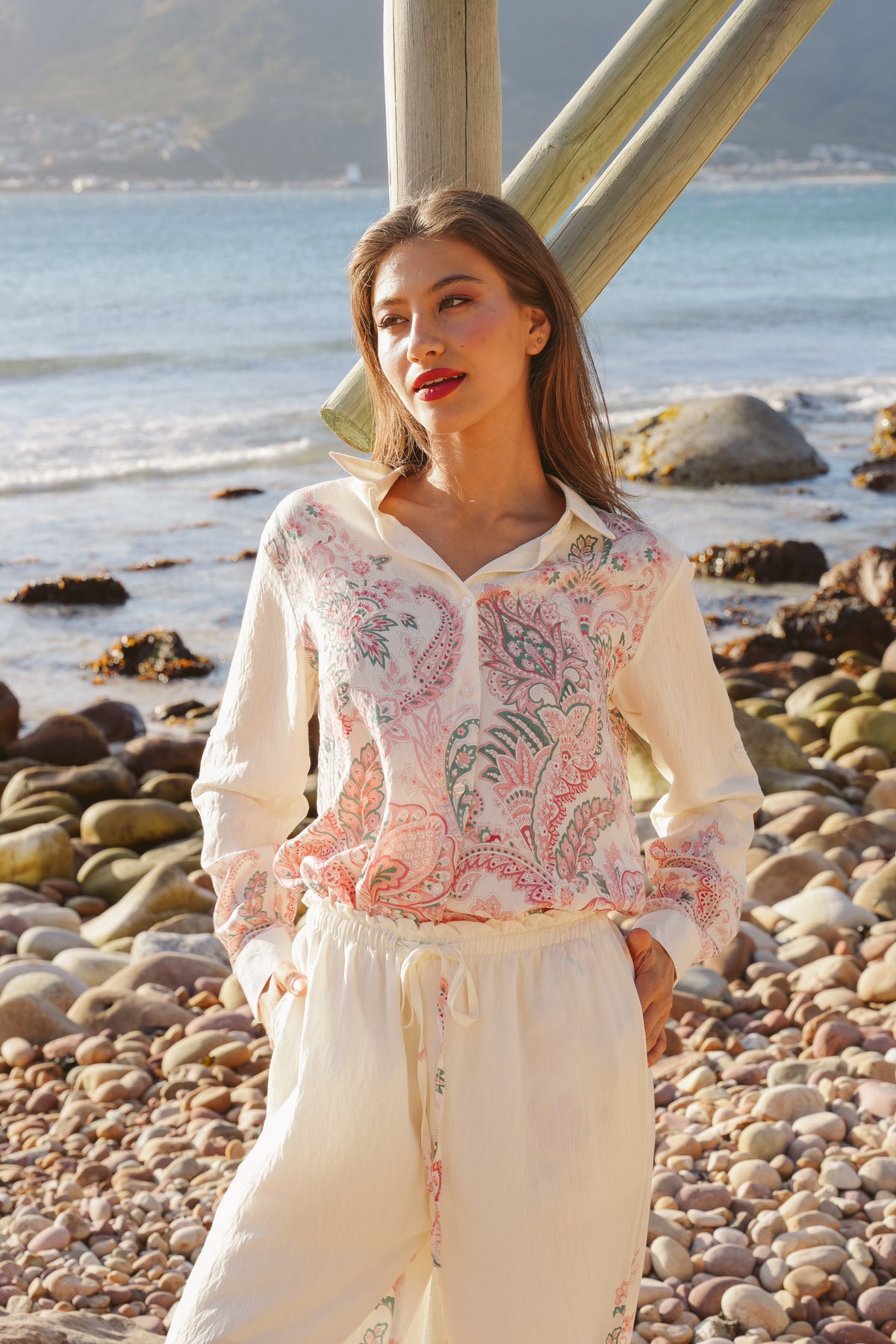 Cream and Blush Zerene Blouse