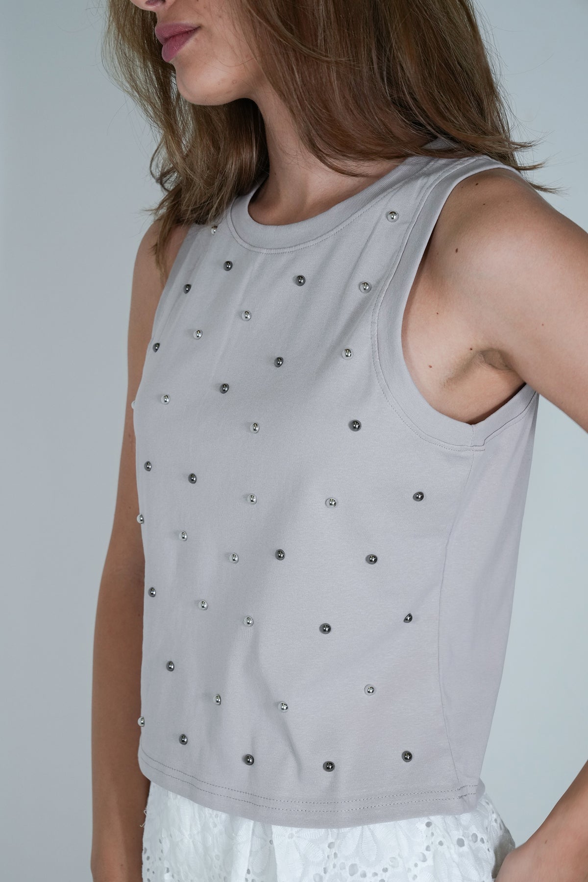 Grey Studded Vest