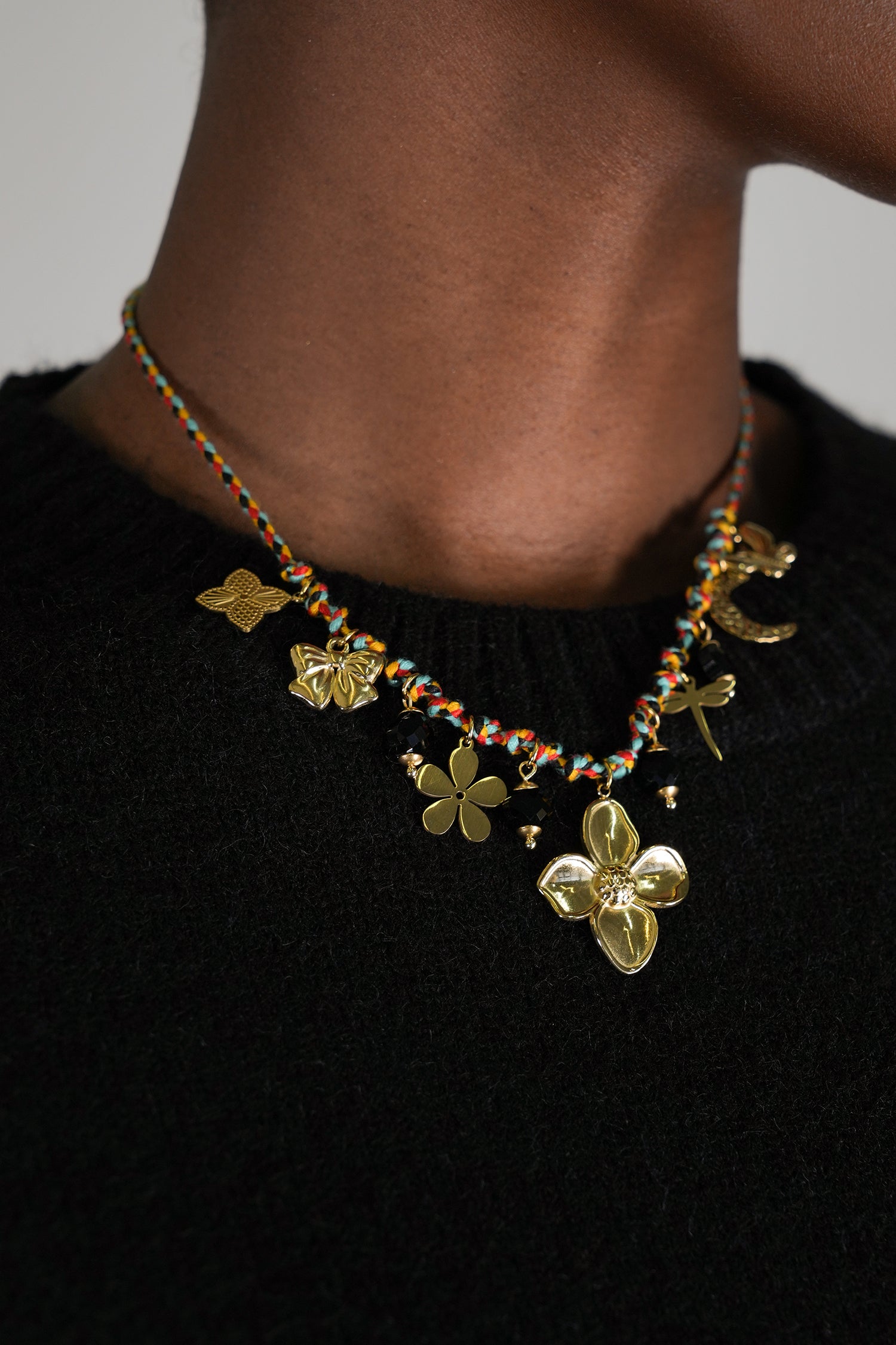 Colourful Flower Charm Necklace, necklace from Something Pretty, alternative view