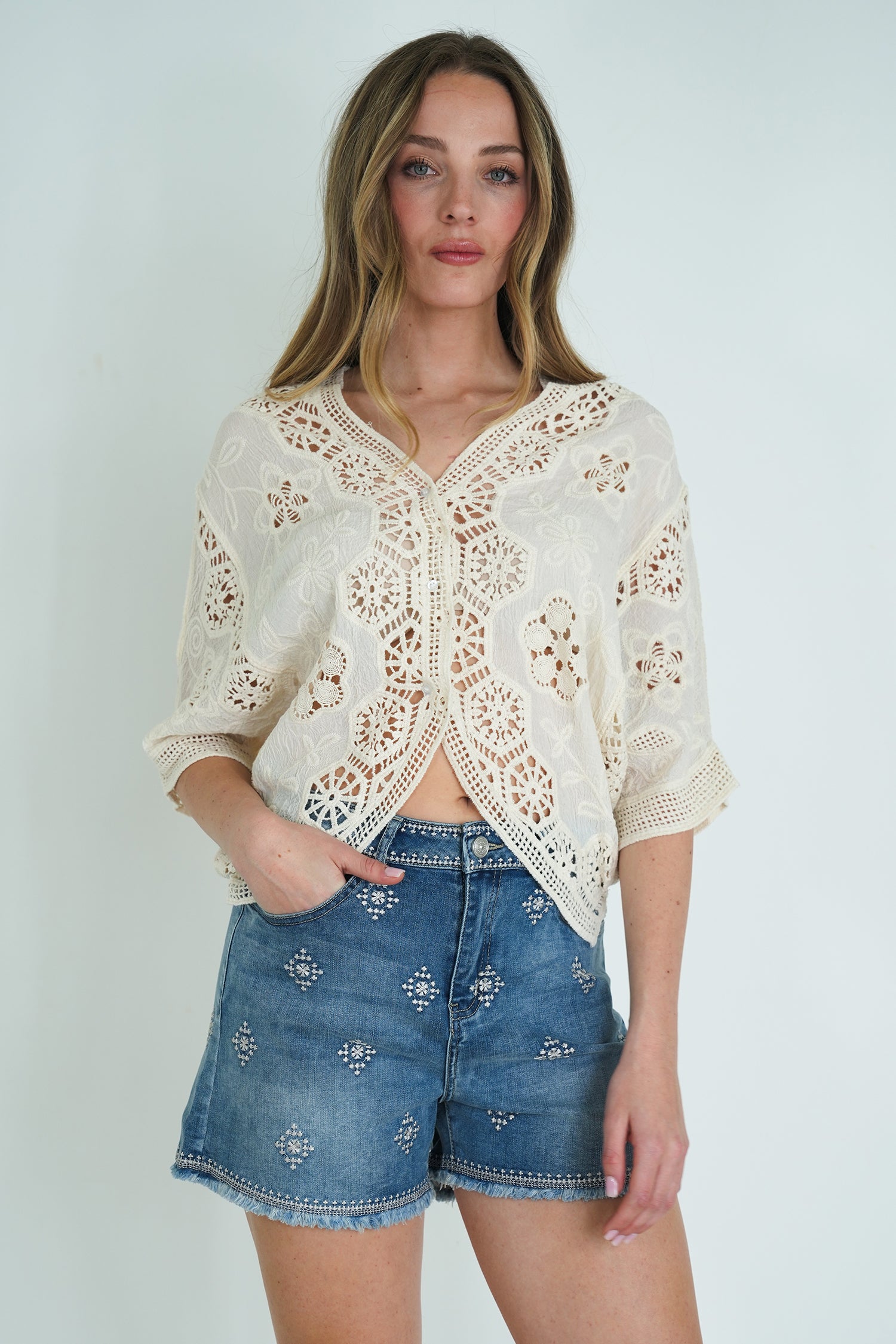 Cream Crochet Top