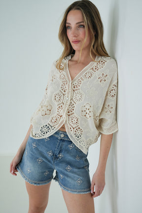 Cream Crochet Top