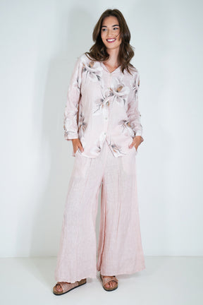 Blush Linen Wide Leg Pant