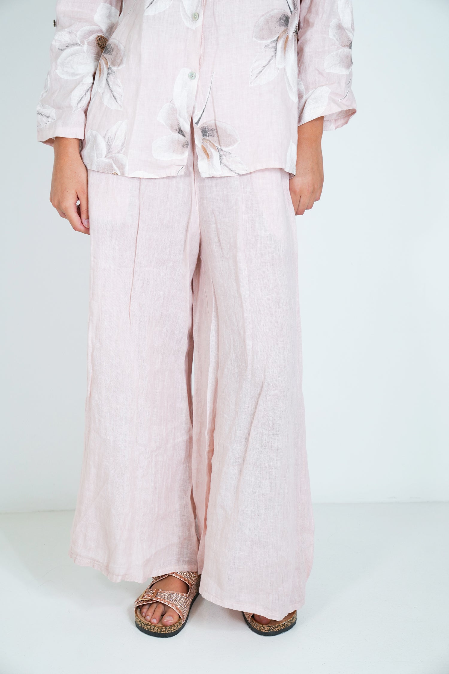 Blush Linen Wide Leg Pant