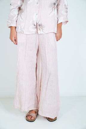 Blush Linen Wide Leg Pant