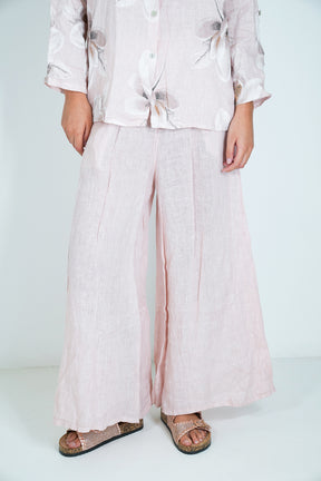 Blush Linen Wide Leg Pant