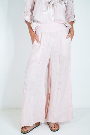 Blush Linen Wide Leg Pant