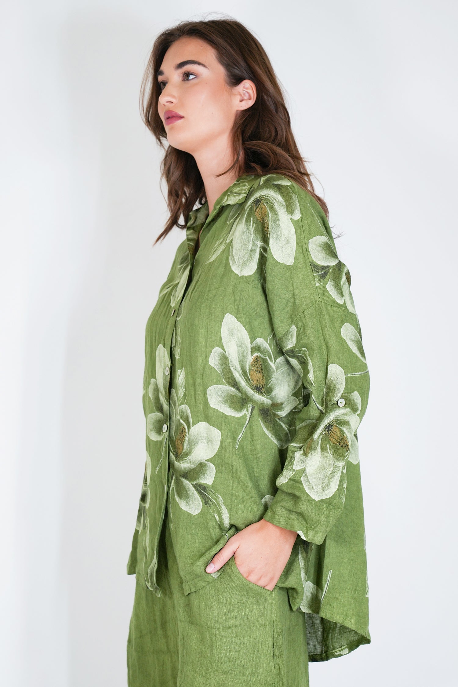 Green Emily Linen Shirt