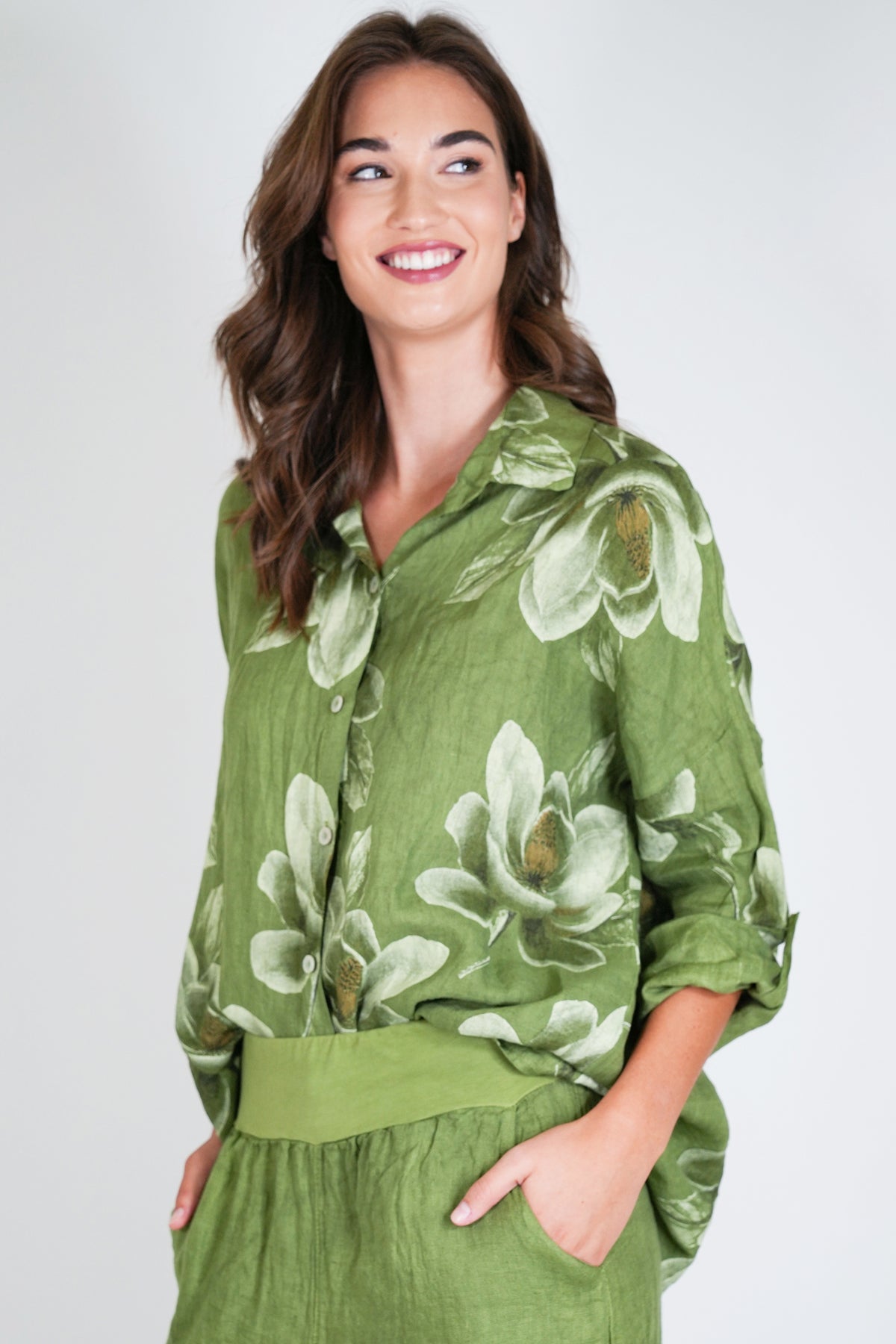Green Emily Linen Shirt