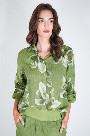 Green Emily Linen Shirt