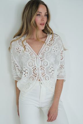 White Crochet Top