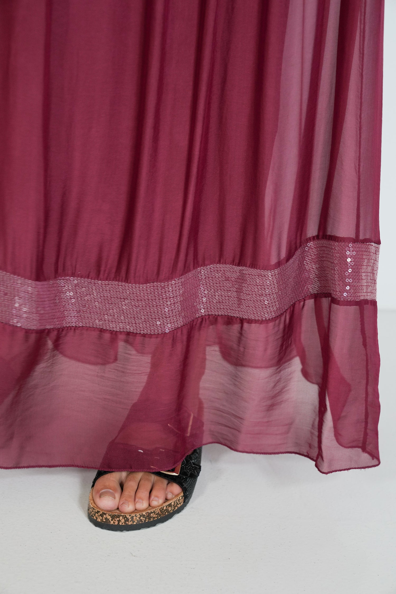 Burgundy Sequin Silk Skirt