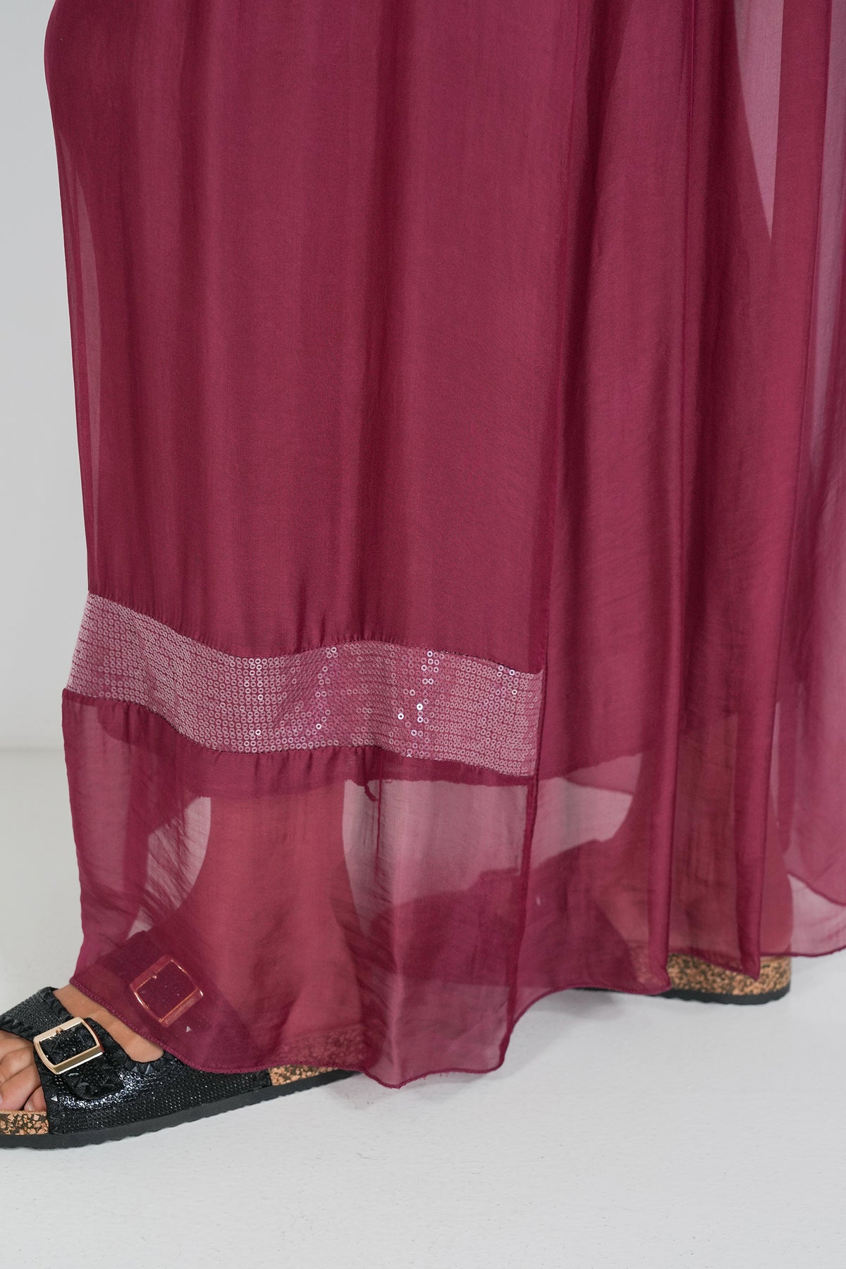 Burgundy Sequin Silk Skirt